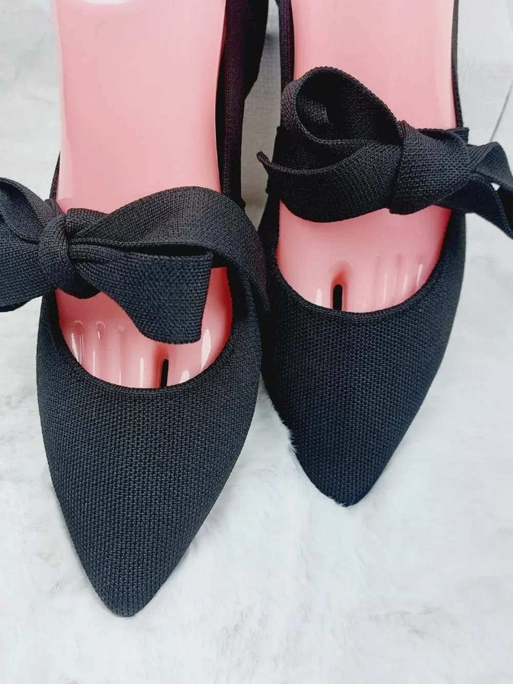 Rothy's Women's Black Bow The Pointy Slip-On Ballet Flat Size 12.5